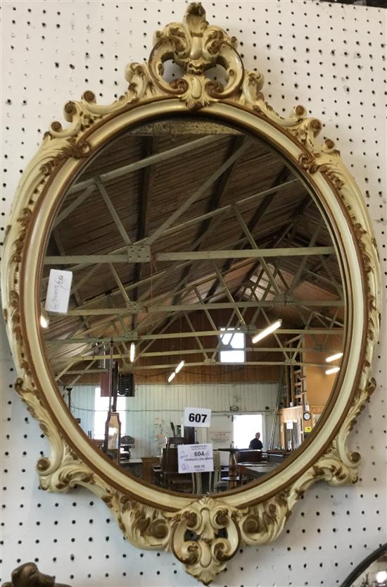 Cream & gilt oval mirror(-)